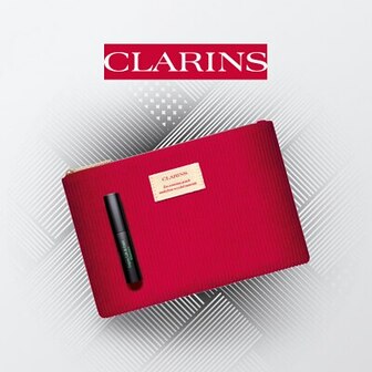 З покупкою продукції марки Clarins на суму від 1399 грн* ваш подарунок — набір (косметичка, туш для вій 3 мл).