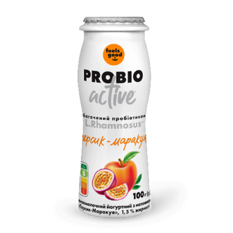 Напій йогуртовий Feels Good Probio Activ персик-маракуйя 1,5% 100г