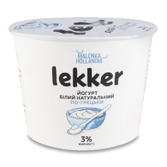 Йогурт Lekker По-грецьки білий 3% стакан 230г