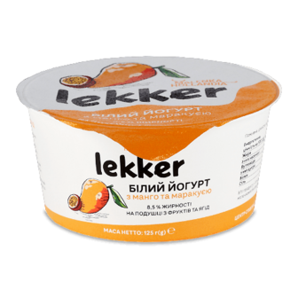 Йогурт Lekker з манго та маракуєю 8,5% 125г
