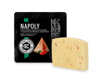 Сир «Клуб сиру» «Неаполітанський» з томатами, паприкою та базиліком 50%, кг