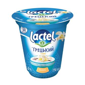 Йогурт 230г Lactel Грецький стиль ваніль 6% п/стакан 