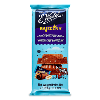 Шоколад молочний E.Wedel зі шматочками вафель та арахісу 290г