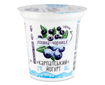 Йогурт «Галичина» лохина-чорниця 2,2% стакан, 260г