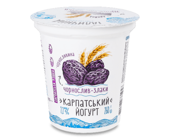 Йогурт «Галичина» чорнослив-злаки 2,2%, стакан, 260г