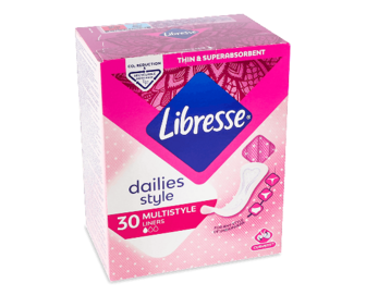 Прокладки щоденні Libresse Daily Fresh Multistyle Plus, 30шт/уп