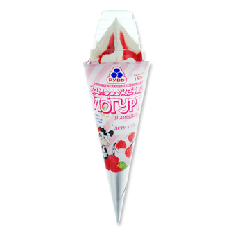 Морозиво «Рудь» заморожений йогурт малина, ріжок 150г