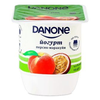 Йогурт Danone персик-маракуйя 1,2% стакан 115г