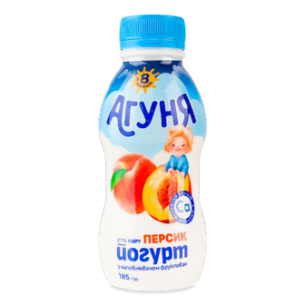 Йогурт «Агуня» персик з пробіо-вітамінами 2,7%, пляшка 185г