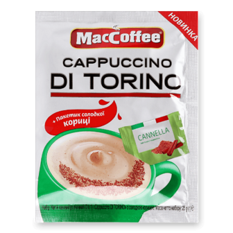 Напій кавовий MacCoffee Cappuccino di Torino з солодкою корицею 25г
