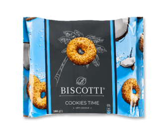Печиво Biscotti кукіс-тайм з кокосом, 160г