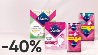-40% на прокладки для критичних днів, щоденні прокладки, вибірковий асортимент Libresse