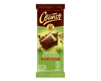Шоколад молочний «Світоч» смак «Фісташка», 90г