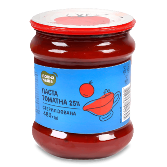 Паста томатна «Повна Чаша»® 25% стерилізована 480г