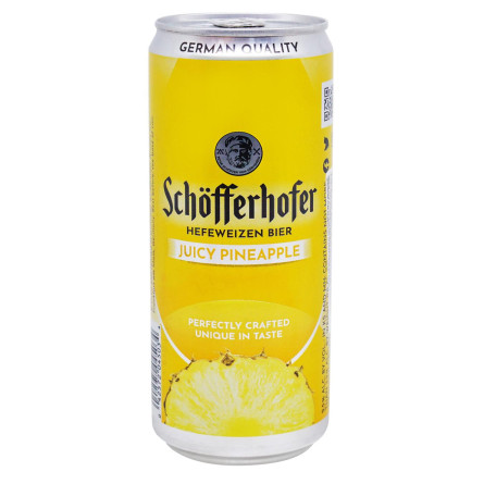 Пиво світле Schofferhofer зі смаком ананас 2,5% 0,33л з/б