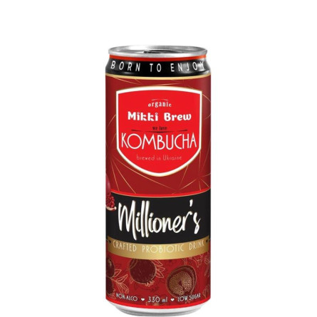 Напій Комбуча Мільйонер'с, Міккі Брю / Millioner's, Mikki Brew, Volynski Browar, ж/б, 0.33л