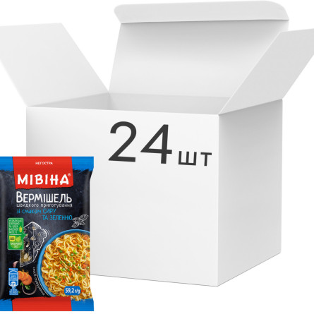 Упаковка вермишели Мивина со вкусом сыра и зеленью Неострая 59.2 г х 24 шт