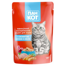 Корм Пан Кот с сочной уткой в ​​желе для кошек 100г mini slide 1