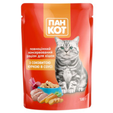 Корм Пан Кот з соковитою куркою в соусі для котів 100г mini slide 1