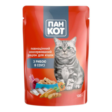 Корм Пан Кот с рыбой в соусе для котов 100г