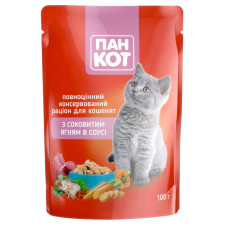 Корм Пан Кот с сочным ягненком в соусе для котят 100г mini slide 1