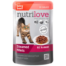 Корм Nutrilove яловичина шматочки в соусі для котів 85г mini slide 1