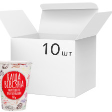 Упаковка каши быстрого приготовления Ілна Овсяная с клубникой и сливками в стакане с ложкой 60 г х 10 шт mini slide 1