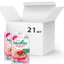 Упаковка каші Nestle NesVita Вівсяна солодка з молоком і шматочками малини 45 г х 21 шт mini slide 1