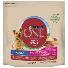 Корм сухий Purina ONE MINI Adult з яловичиною та рисом для собак дрібних порід 1,5кг mini slide 1