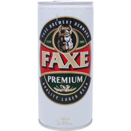 Пиво Faxe Premium светлое фильтрованное 5% 1 л
