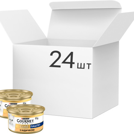 Упаковка вологого корму для кішок Purina Gourmet Gold Паштет з індичкою 24 шт по 85 г