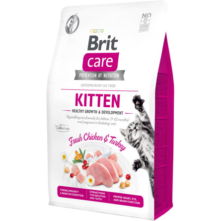 Сухой корм для котят Brit Care Cat GF Kitten Growth Developmen с курицей и индейкой 2 кг