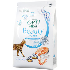 Беззерновий сухий повнорационный корм для дорослих кішок Optimeal Beauty Podium на основі морепродуктів 1.5 кг (B1802201) mini slide 1