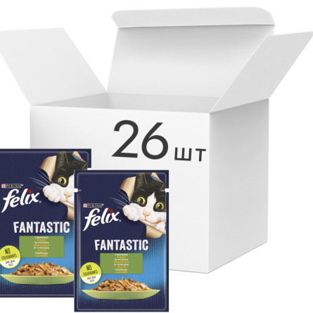 Упаковка вологого корму для котів Purina Felix Fantastic з кроликом у желе 26 шт. по 85 г slide 1