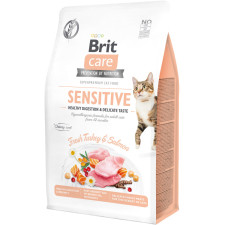 Сухой корм для привередливых кошек Brit Care Cat GF Sensitive Digestion & Delicate Taste с индейкой и лососем 400 г mini slide 1