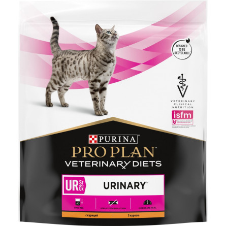 Сухой диетический корм для кошек при мочекаменной болезни Purina Pro Plan Veterinary Diets UR ST/OX Urinary с курицей 350 г slide 1