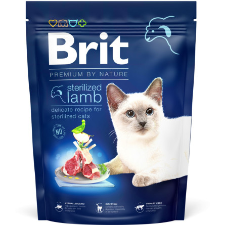 Сухой корм для стерилизованных кошек Brit Premium by Nature Cat Sterilized Lamb с ягненком 300 г slide 1