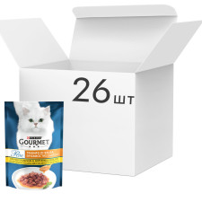 Упаковка вологого корму для котів Purina Gourmet Perle Gravy Delight Міні філе у соусі з куркою 26 шт по 85 г mini slide 1