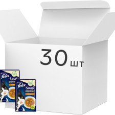 Упаковка додаткового консервованого корму для кішок Purina Felix Soup Суп з куркою 30 шт. по 48 г (7613036632348/8445290571670) mini slide 1
