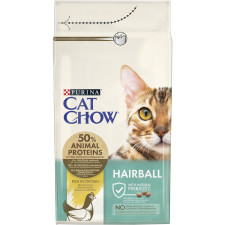 Сухой корм для взрослых кошек Purina Cat Chow Hairball против образования волосяных шариков, с курицей 1.5 кг mini slide 1