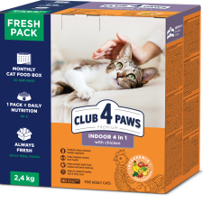 Сухий корм для дорослих кішок Club 4 Paws (Клуб 4 Лапи) Преміум FRESHPACK. Для кішок, які живуть в приміщенні 4 в 1 2.4 кг mini slide 1
