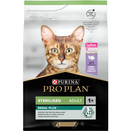 Сухой корм PRO PLAN Sterilised Adult 1+ Renal Plus для взрослых кошек после стерилизации, с индейкой 3 кг