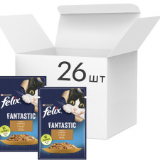 Упаковка вологого корму для котів Purina Felix Fantastic з індичкою в желе 26 шт. по 85 г mini slide 1