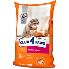 Сухой корм для взрослых кошек Club 4 Paws (Клуб 4 Лапы) Премиум С Телятиной 14 кг (4820083909207/4820215362375) mini slide 1