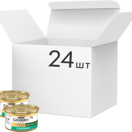Упаковка вологого корму для кішок Purina Gourmet Gold Шматочки в паштеті з кроликом 24 шт по 85 г slide 1