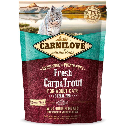 Сухой корм для стерилизованных кошек Carnilove Fresh с карпом и форелью 400 г slide 1