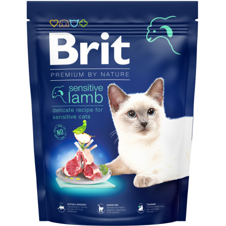 Сухий корм для кішок із чутливим травленням Brit Premium by Nature Cat Sensitive з ягнятком 300 г