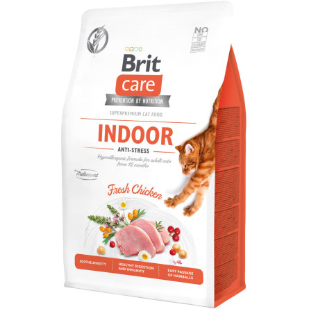 Сухой корм для кошек живущих в помещении Brit Care Cat GF Indoor Anti-stress с курицей 400 г