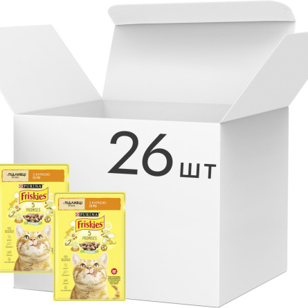 Упаковка вологого корму для кішок Purina Friskies шматочки в соусі з куркою 26 шт по 85 г slide 1