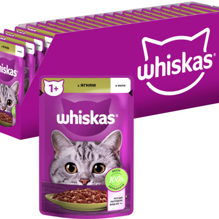 Упаковка вологого корму для кішок Whiskas ягняти желе 28 шт х 85 г slide 1